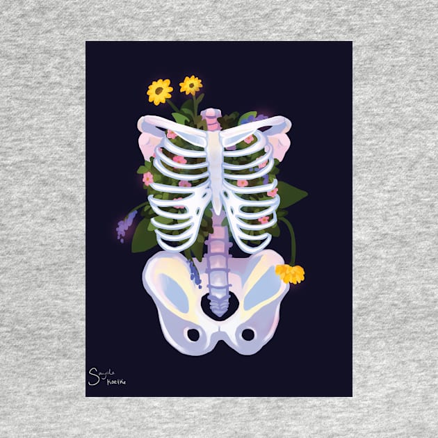 ribcage- flowers by drizzledrawings